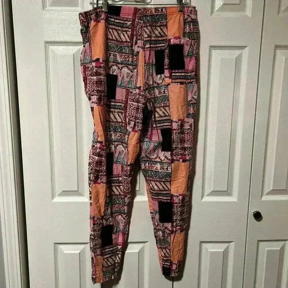 Vintage Pink & Peach Aztec Print Joggers | Comfy Stretch Waist | L/XL - Picture 5 of 7